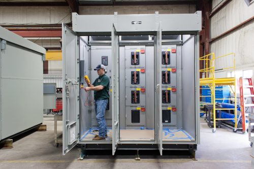 CBS technician testing circuit breaker replacement