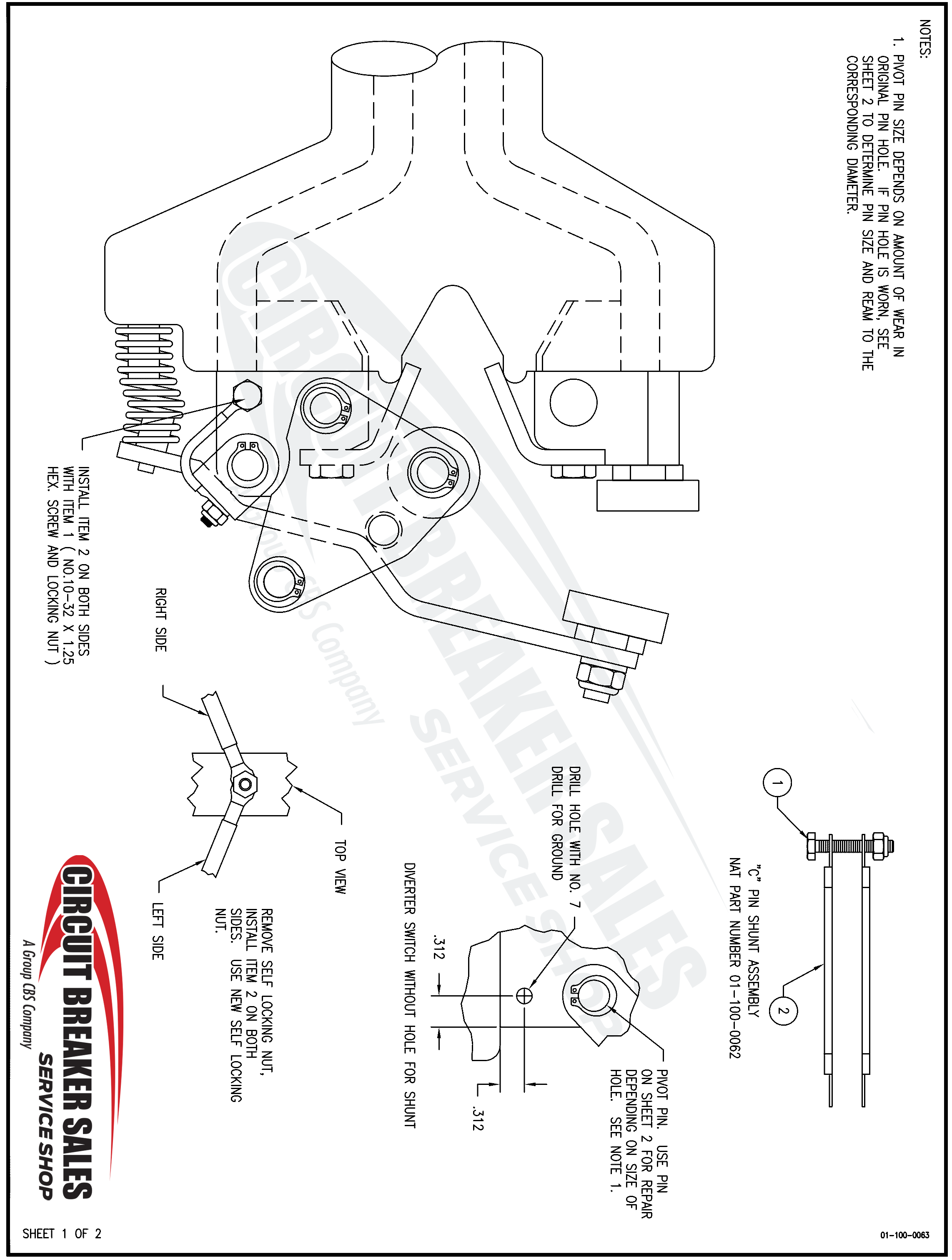 Federal Pacific FPE TC15, TC25, and TC546 Instruction Sheet for Diverter Switch Shunt