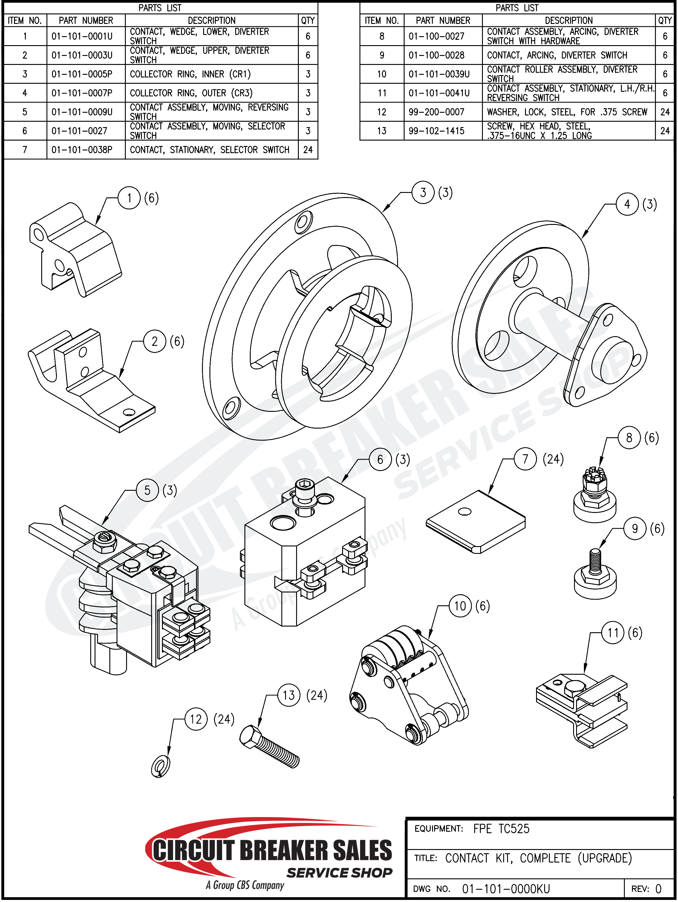 Federal Pacific FPE TC525 Kit - Contact Kit for FPE TC525