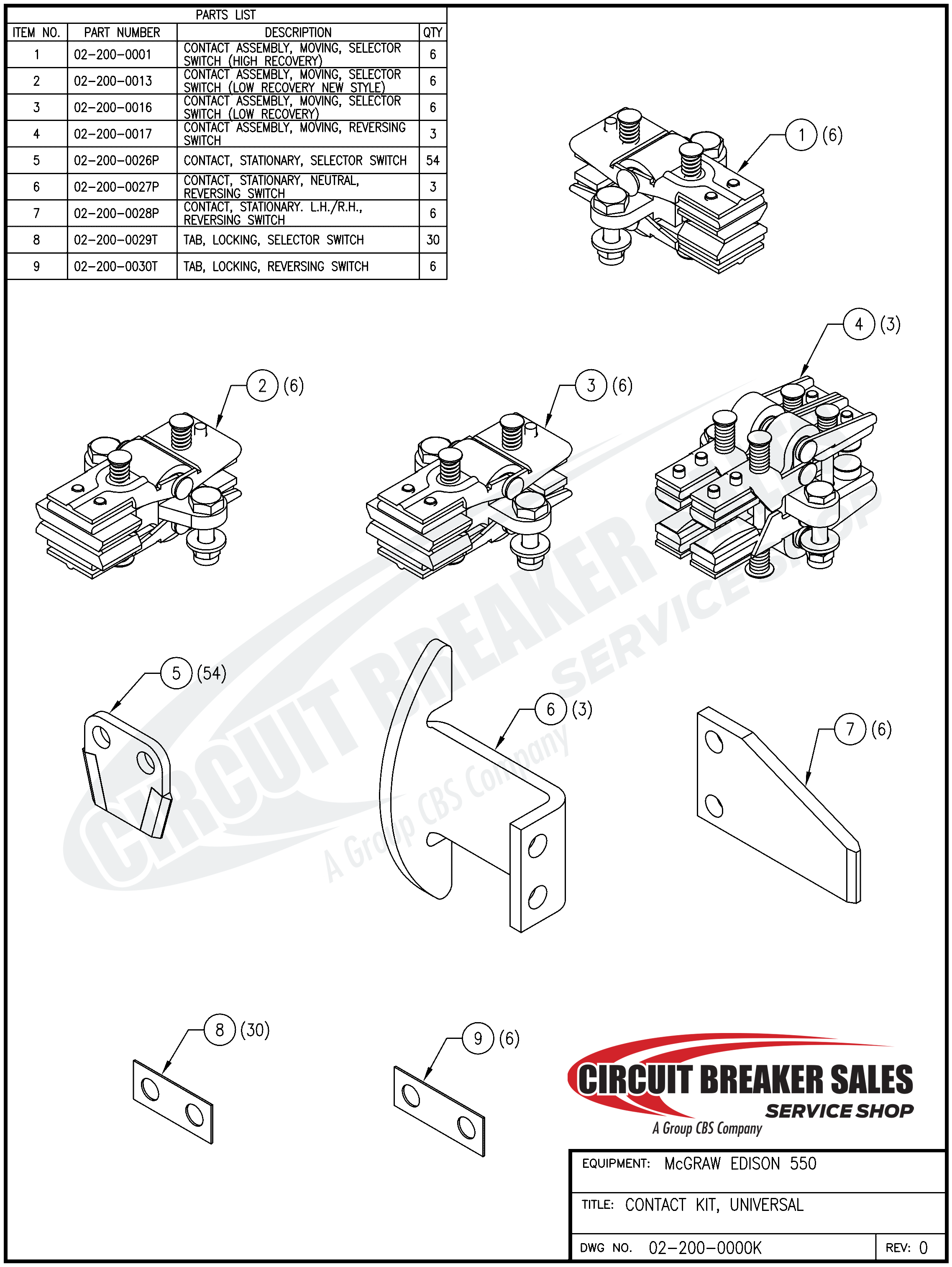 McGraw Edison 550L Series/550H Series/550 Universal Kit - Universal Contact Kit