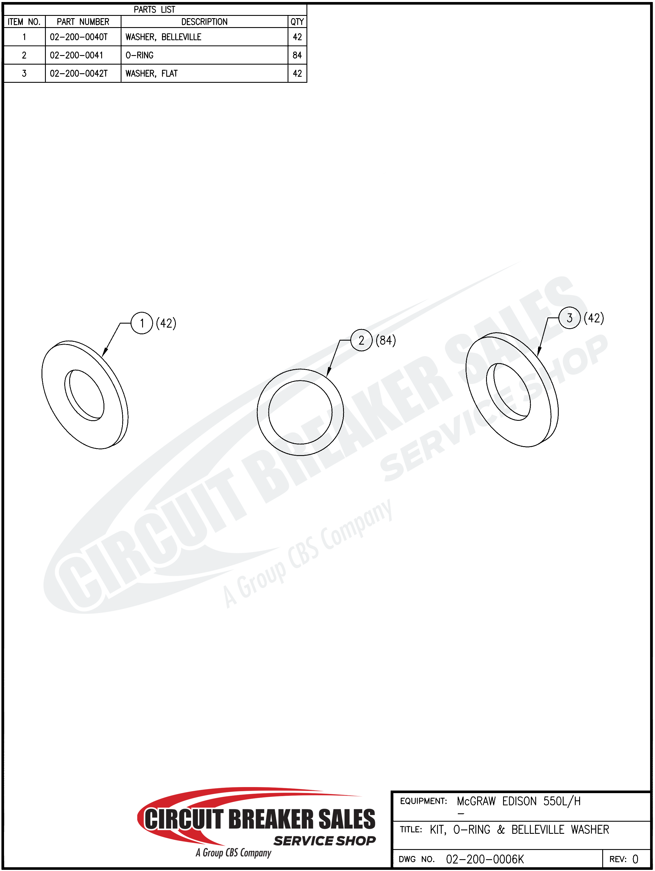 McGraw Edison 550 O-Ring & Washer Kit Kit - O-Ring & Belleville Washer