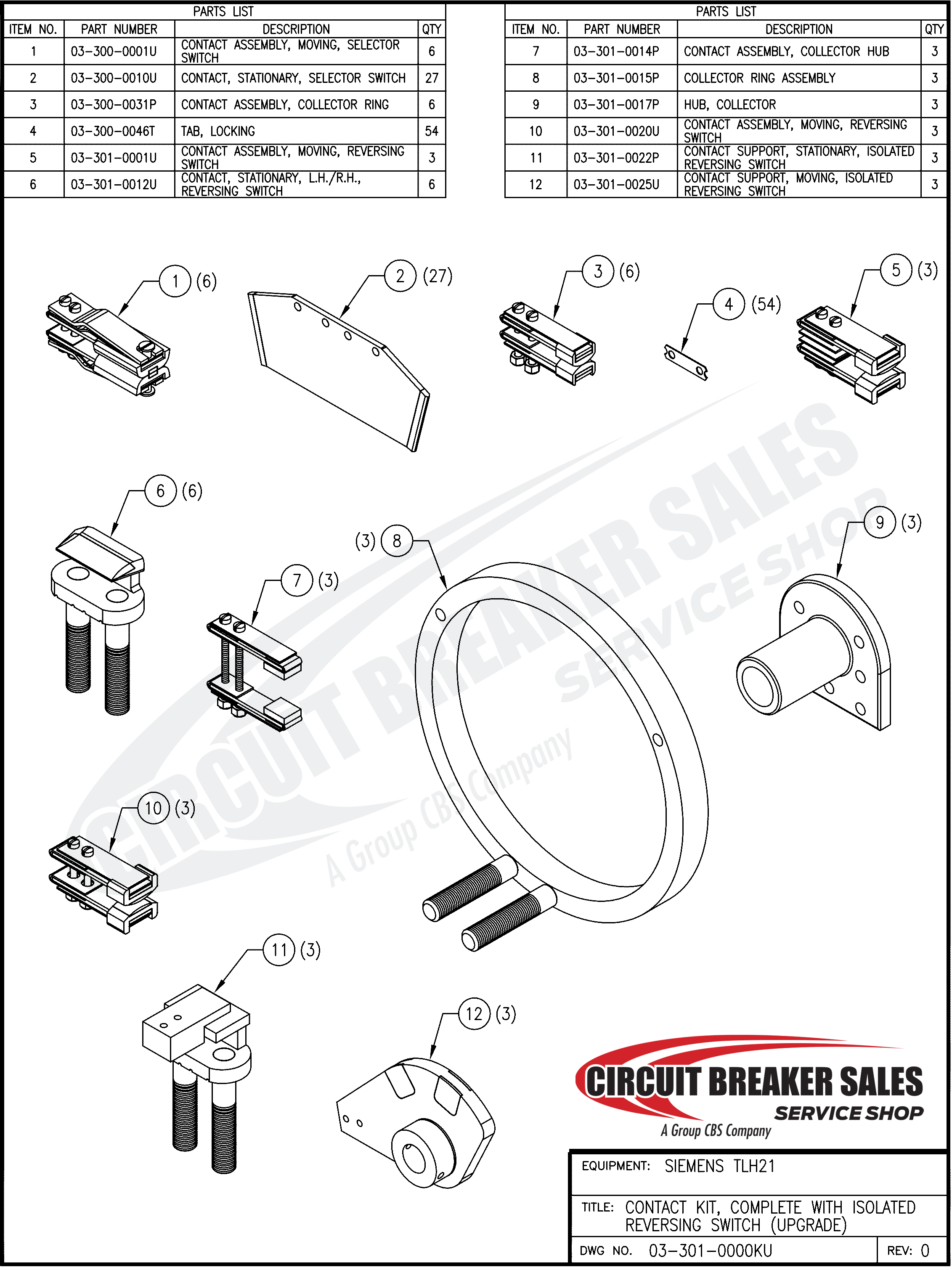 Siemens TLH21 Isolated Upgrade  Kit -  W/Silver Inlay, Silver tips and Silver plating Contact Kit for the TLH21 Isolated Reversing Switch