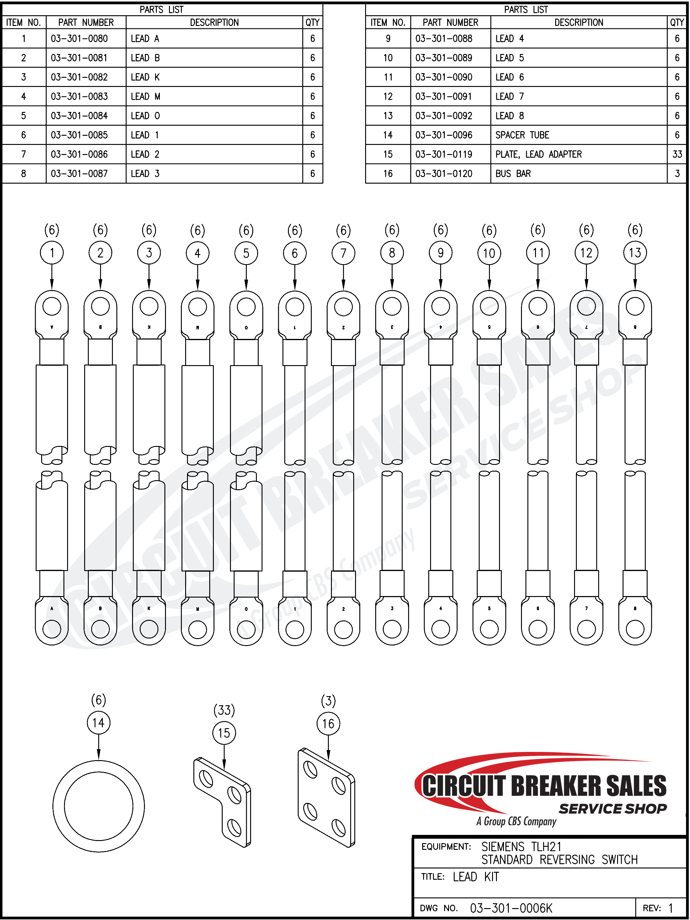 Siemens TLH21 Standard Lead Kit Kit - Lead Kit for Standard Reversing Switch