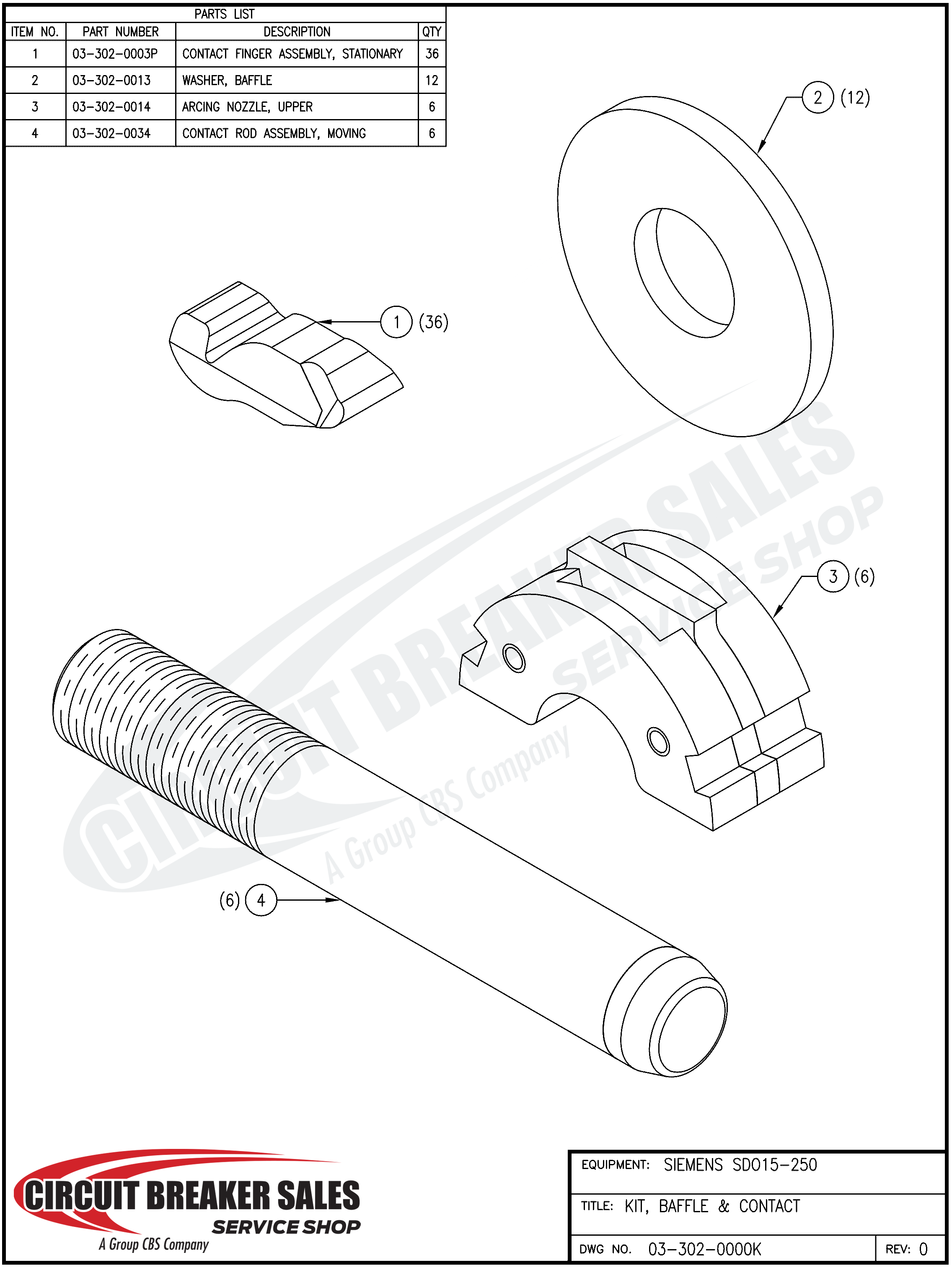 Siemens  SDO15-250 Kit - Baffle & Contacts for SDO 15-250