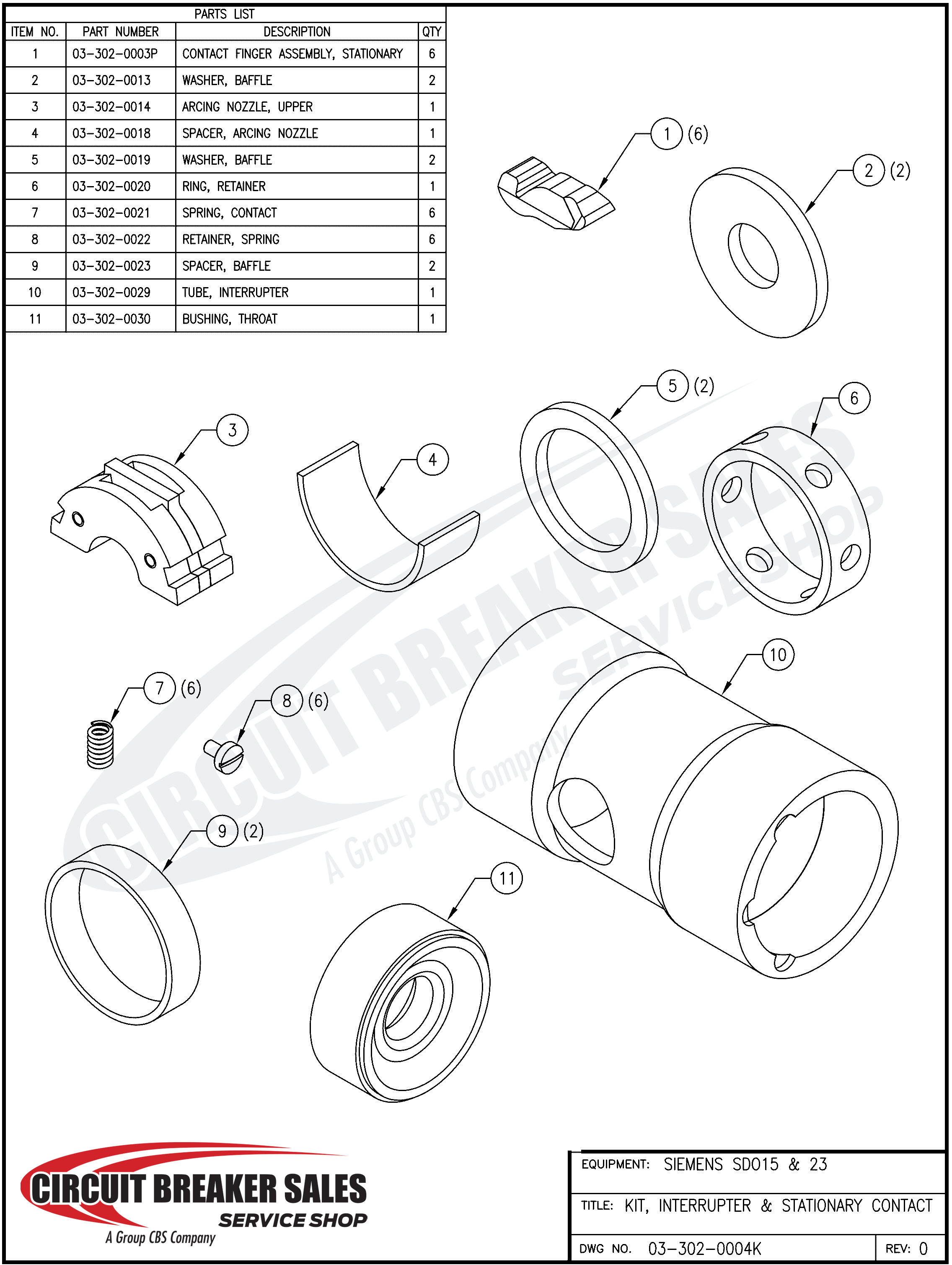 Siemens  SDO15 & 23 Kit - Baffle & Contacts for SDO