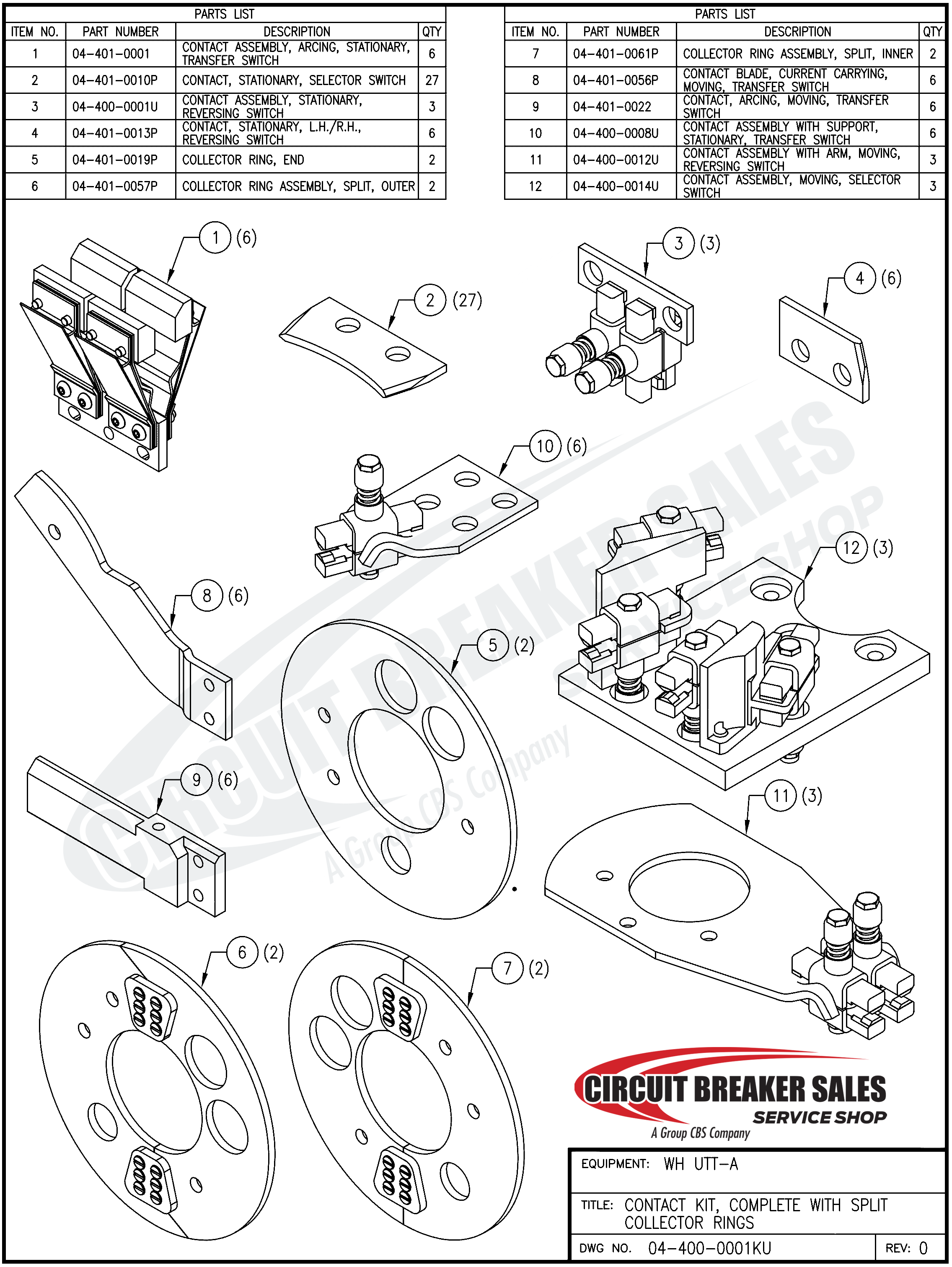 Westinghouse UTT-A Series Kit - Westinghouse UTT-A Complete Contact Kit