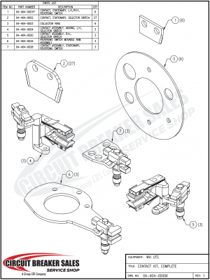 Westinghouse UTS Series L.H. Moving Selector Switch Contact Assembly