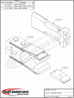 Westinghouse UTH Series Stationary Arcing Contact Assembly