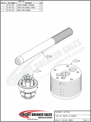 General Electric FKA34.5-1500-1200, 38-22000, 69-3500-7-1200 Baffle Stack Assembly - 06-601-0015