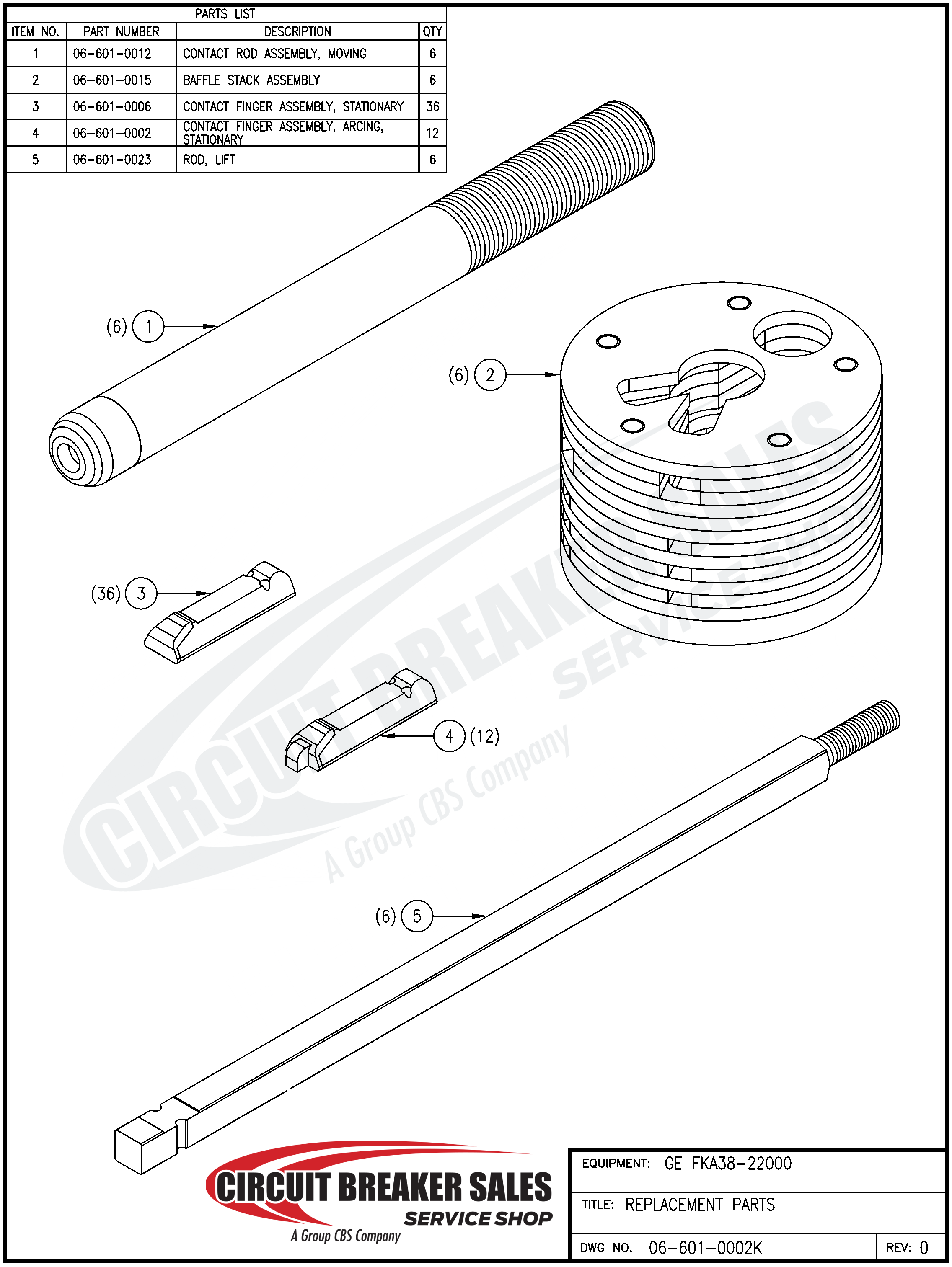 General Electric FKA38-22000 Kit - Replacement Parts - 06-601-0002K