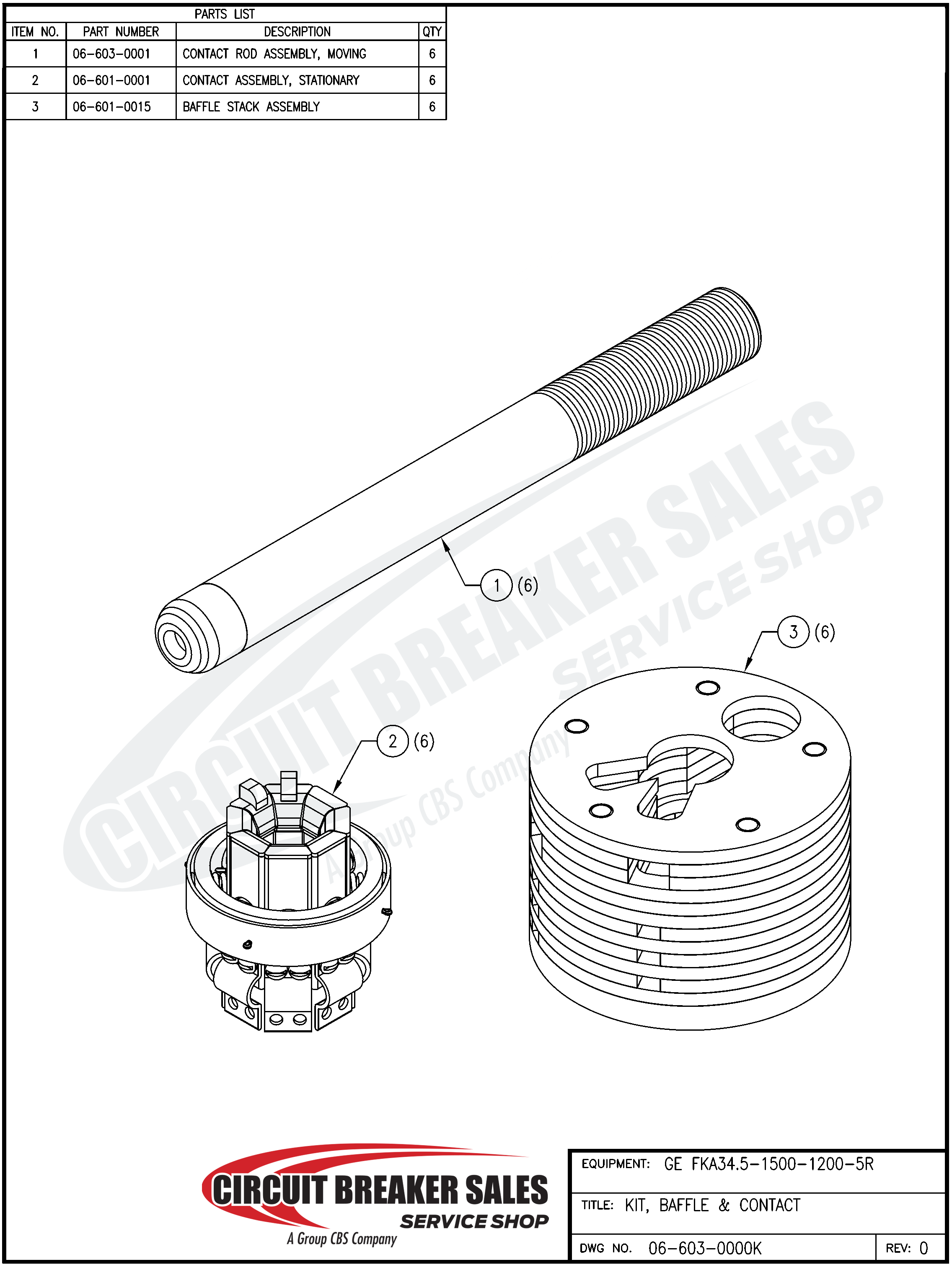 General Electric FKA34.5-1500-1200-5R Kit - Baffle & Contacts - 06-603-0000K