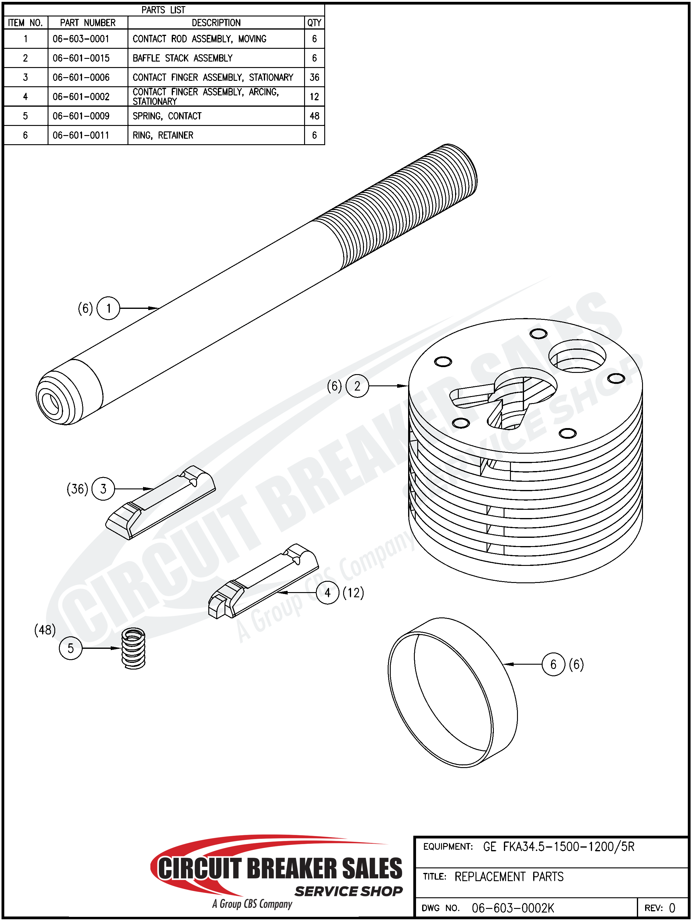 General Electric FKA34.5-1500-1200-5R Kit - Replacement Parts - 06-603-0002K