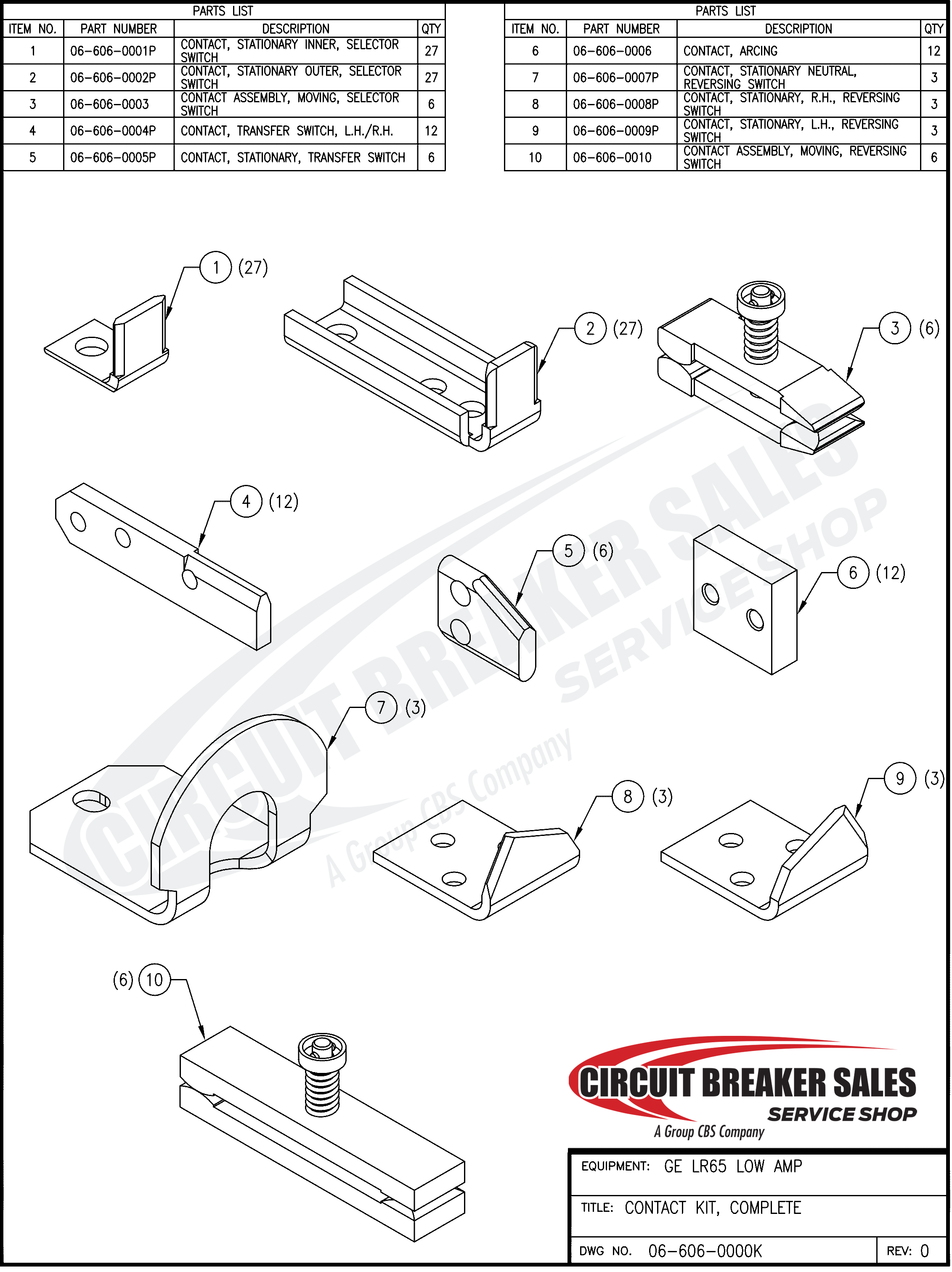 General Electric LR65 Low Amp Series Kit - Contact Kit For General Electric LR65 Low Amp