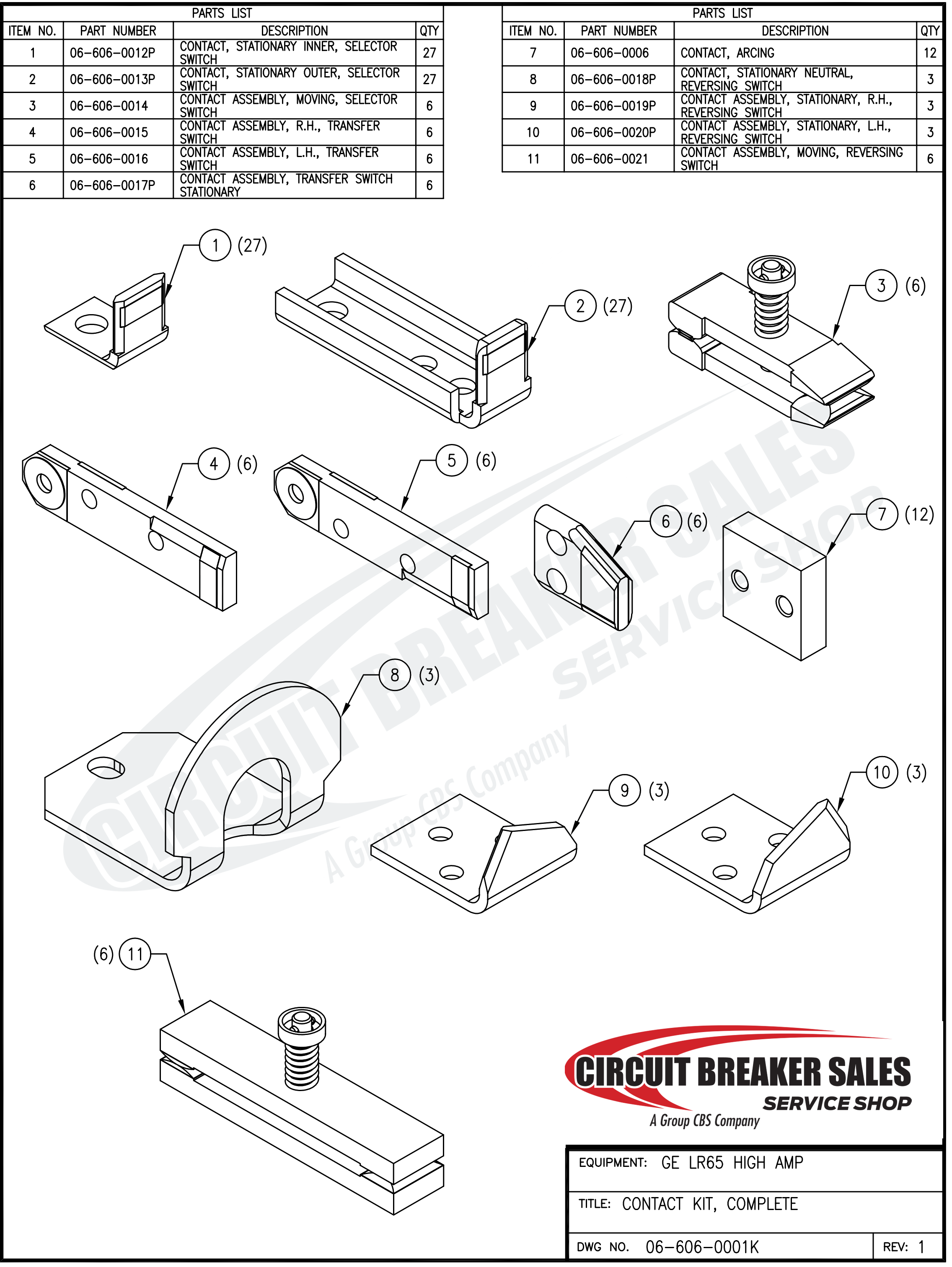 General Electric LR65 High Amp Series Kit - Contact Kit For General Electric LR65 High Amp