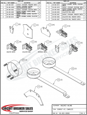 Moloney MA-MB/MA1-MB1 Moving Reversing Switch Contact Assembly