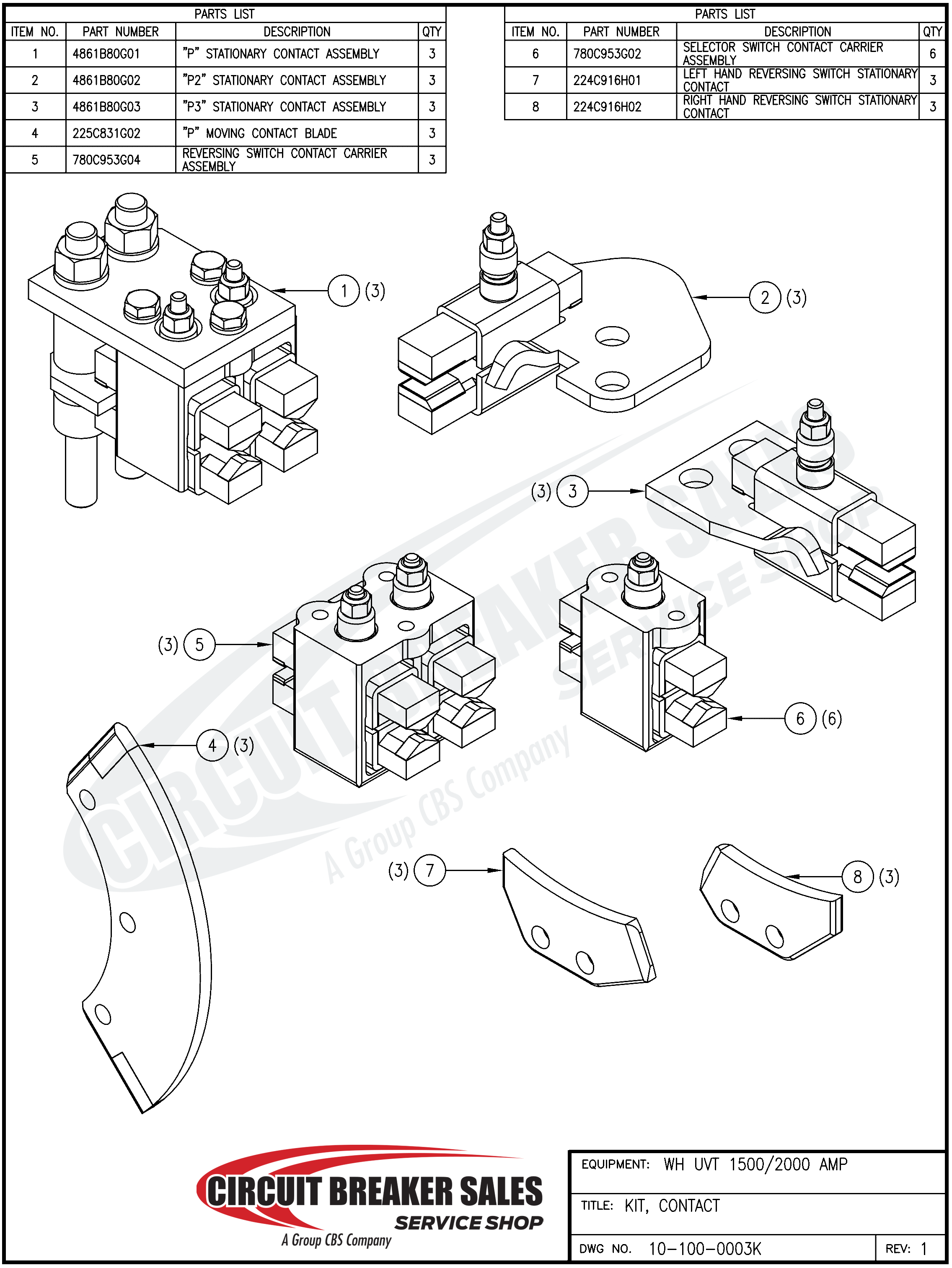 Westinghouse UVT 1500-2000 AMP Series Kit - UVT 1000 Amp