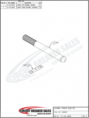 Hitachi  OYGB-100 Moving Contact Rod Assembly