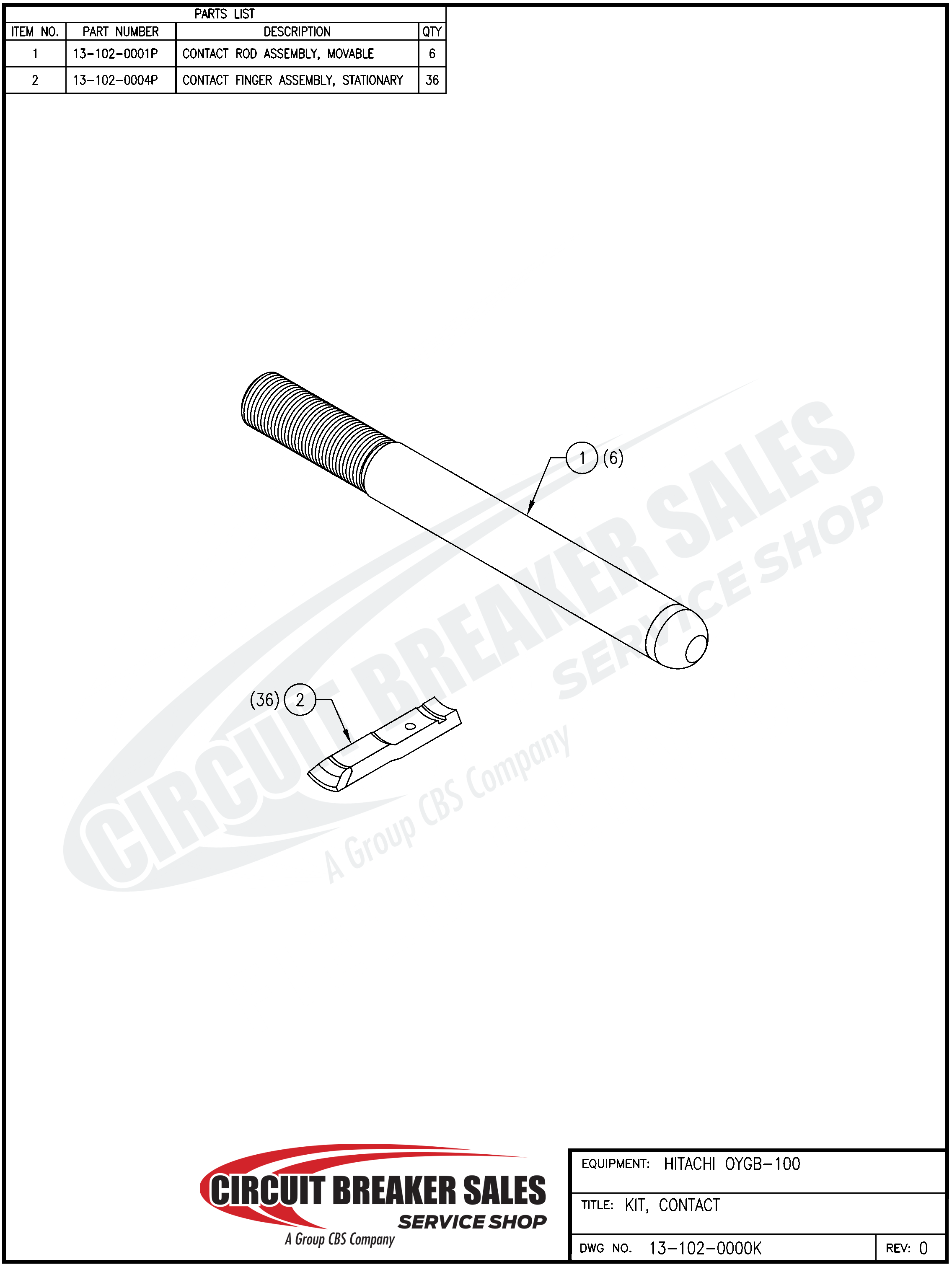 Hitachi  OYGB-100 Kit - Contacts