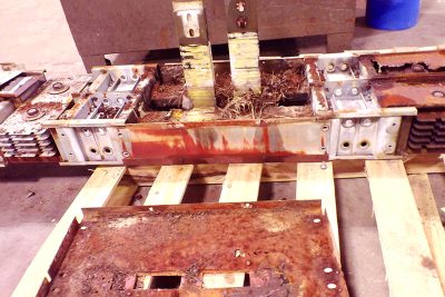 Damaged ITE XL-X bus duct section rust nest